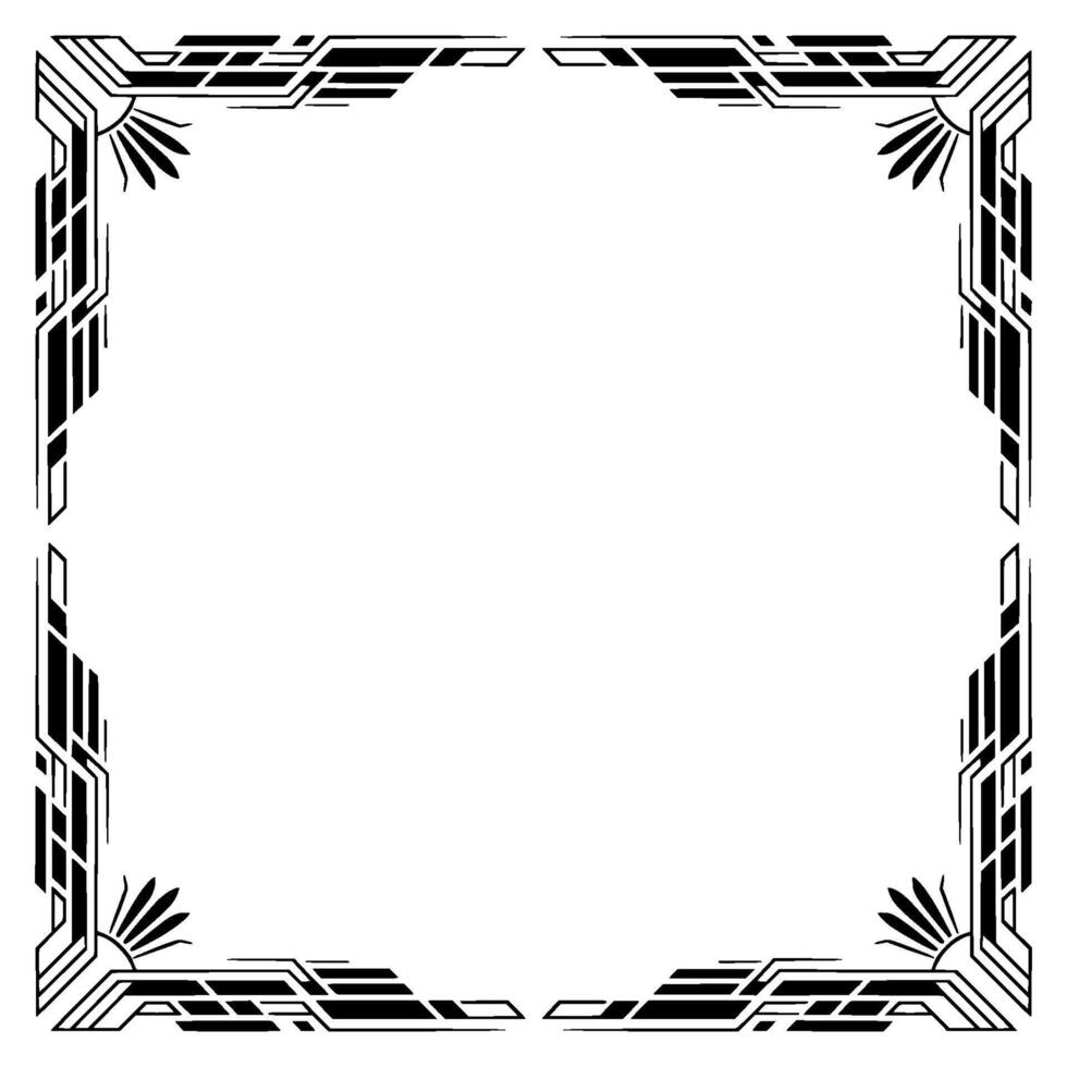 Art Deco Square Frame, Black White Ornament, Element vector