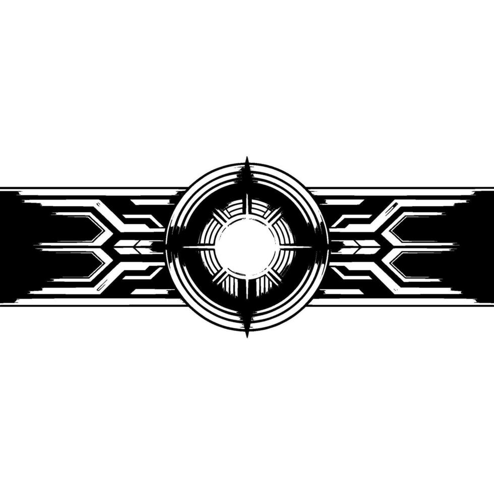 Futuristic Geometric Abstract Energy Core, Black Silver Band, Light vector