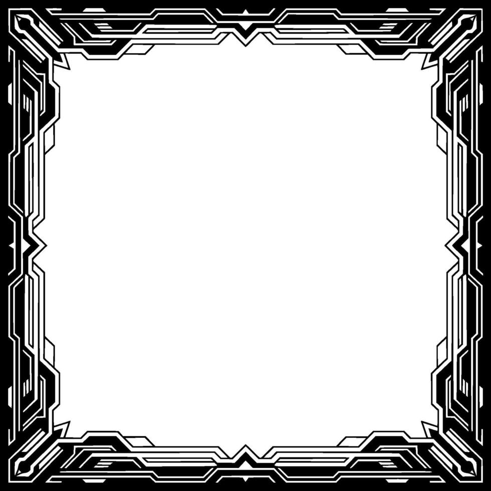 Geometric Art Deco Frame Bold Black and White, Futuristic, Empty Space vector