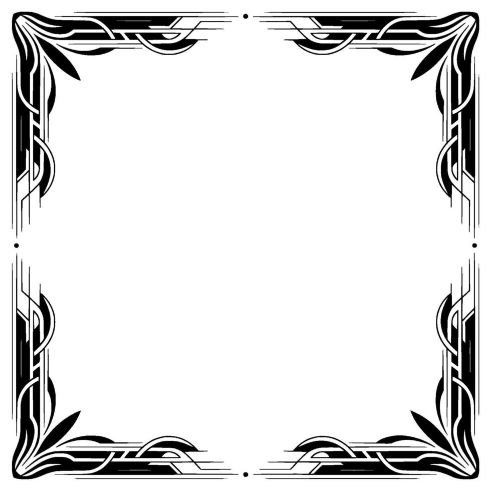 Art Deco Corner Frame, Black and White Decorative Border, Elegant Element vector
