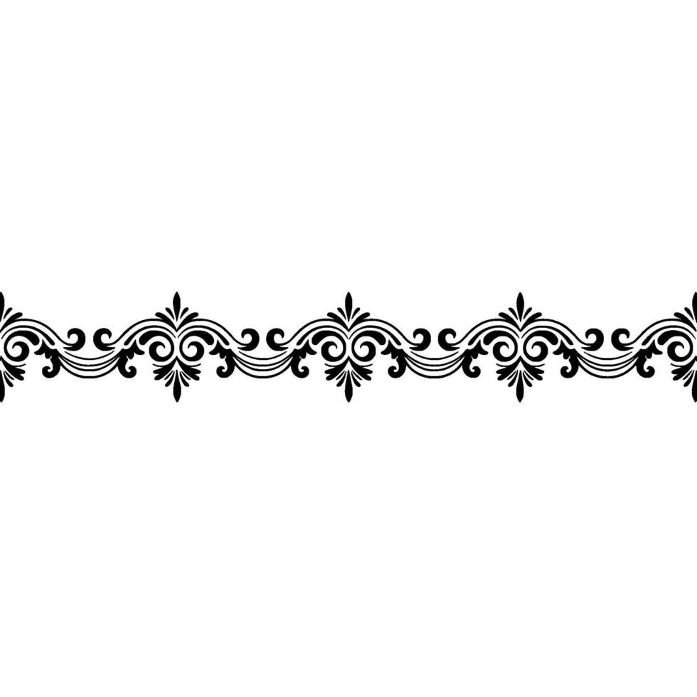 Ornate Black Scroll Border on White Background vector