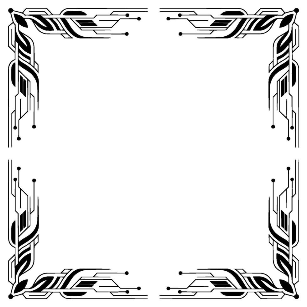 Modern Tech Frame Border Art Deco Electronic Circuit vector