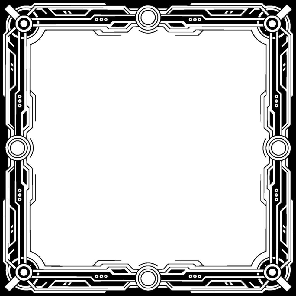 Futuristic Tech Frame Monochromatic Square Border for Elements vector