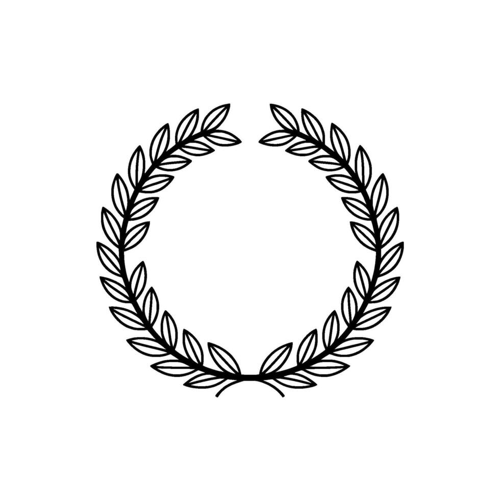 Minimalist Laurel Wreath , Black Outline, White Background vector