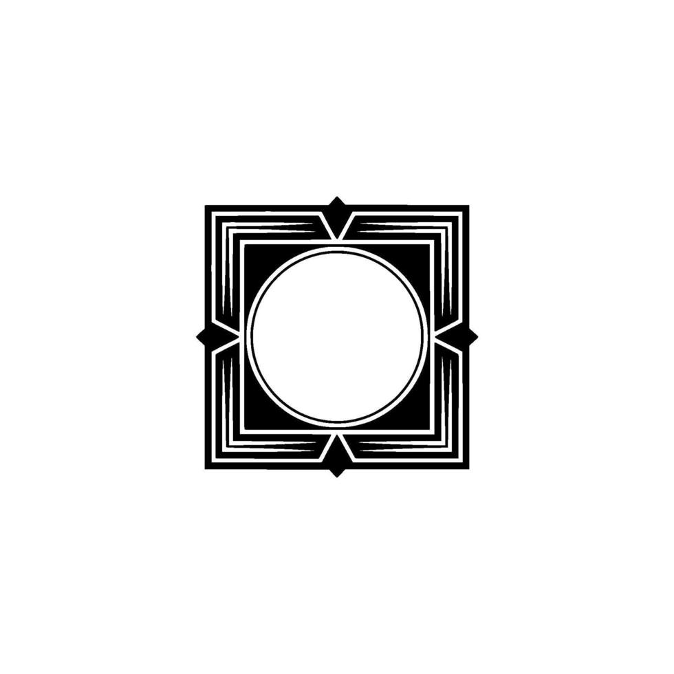 Art Deco Geometric Frame Emblem on White Background vector