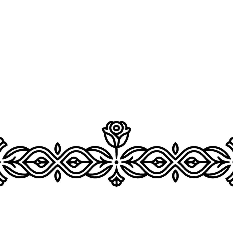 Minimalist Floral Border Black Lines on White Background vector
