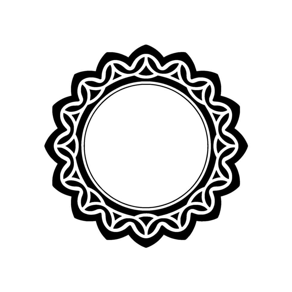 Elegant Black and White Circular Decorative Frame on White vector
