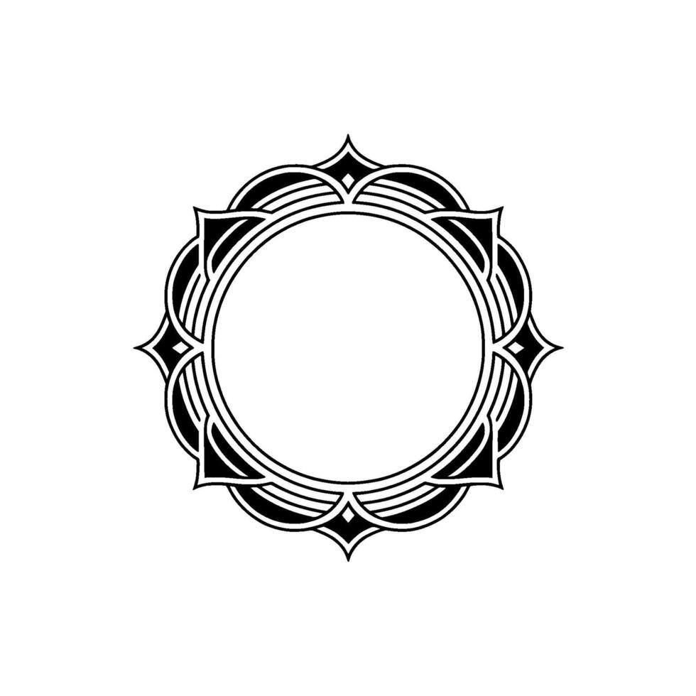Ornate Circular Frame, Black White, Geometric, Minimalist vector