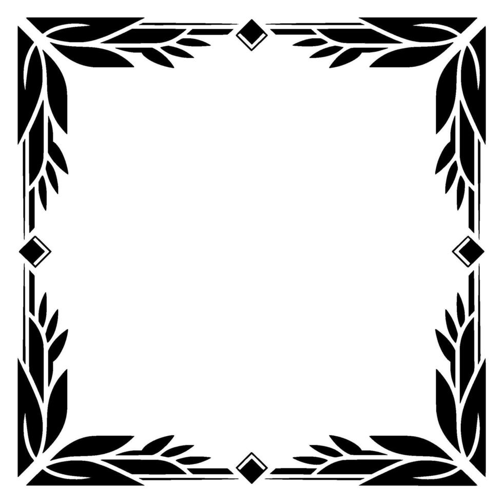Elegant Art Deco Frame With Leaf Diamond Motif vector