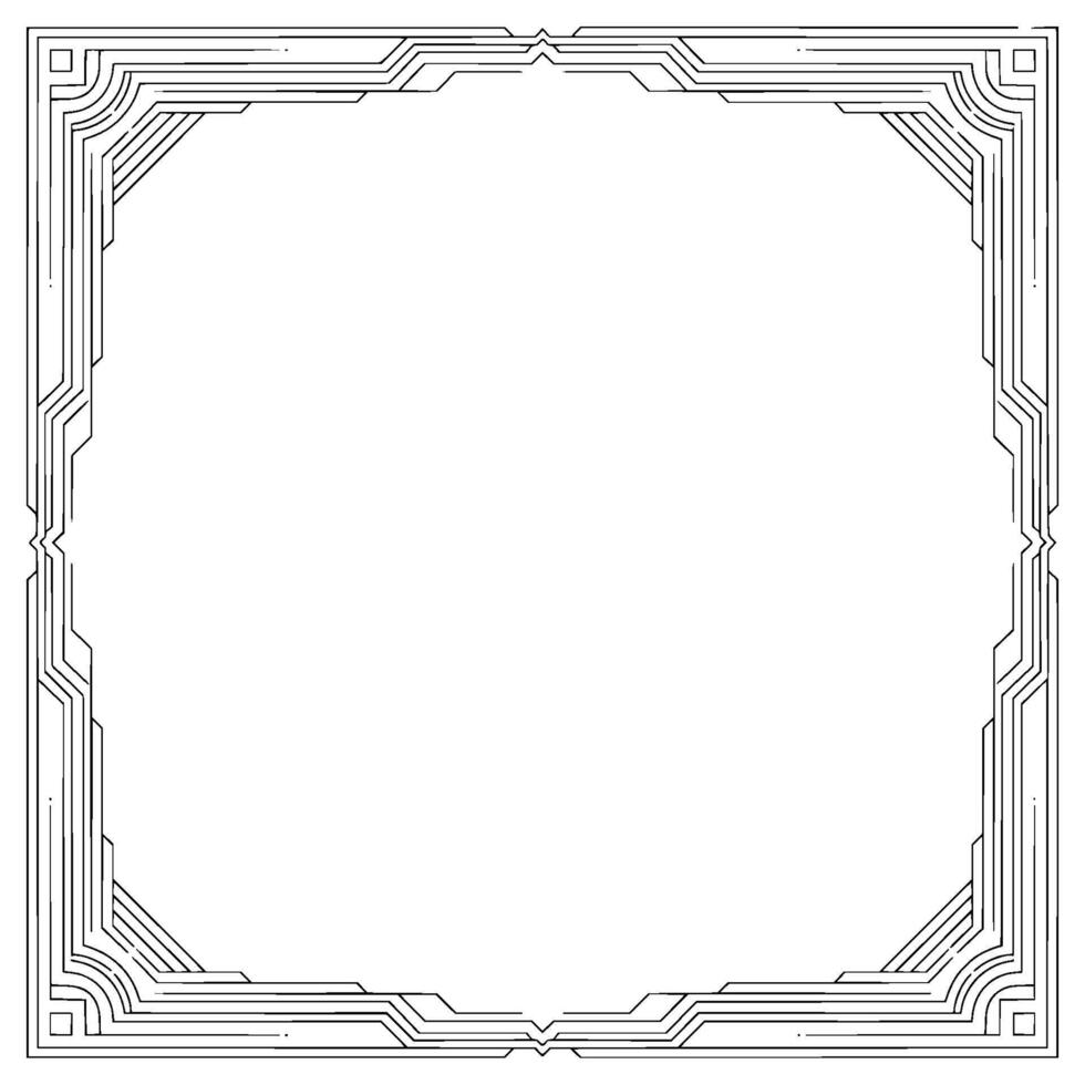 Geometric Art Deco Frame, Black and White, Square Border vector