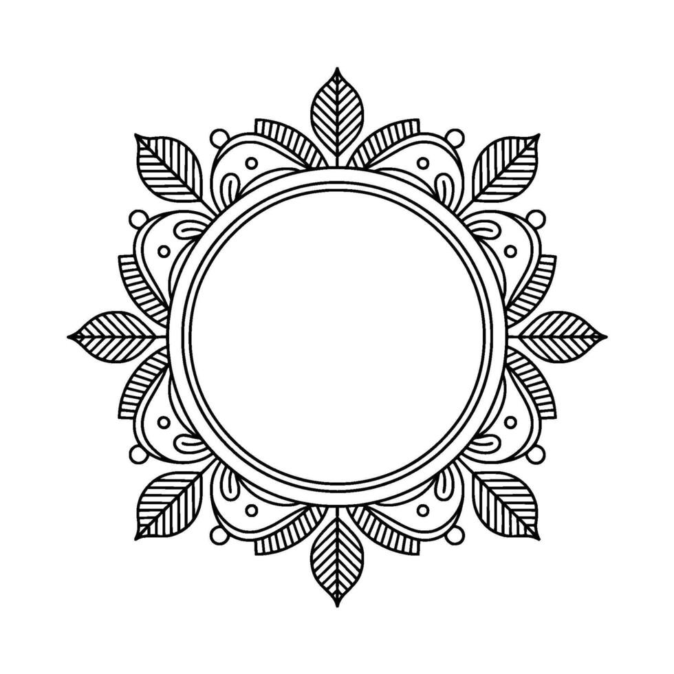 Elegant Floral Circular Frame With Leafy Ornamentation Minimalist vector