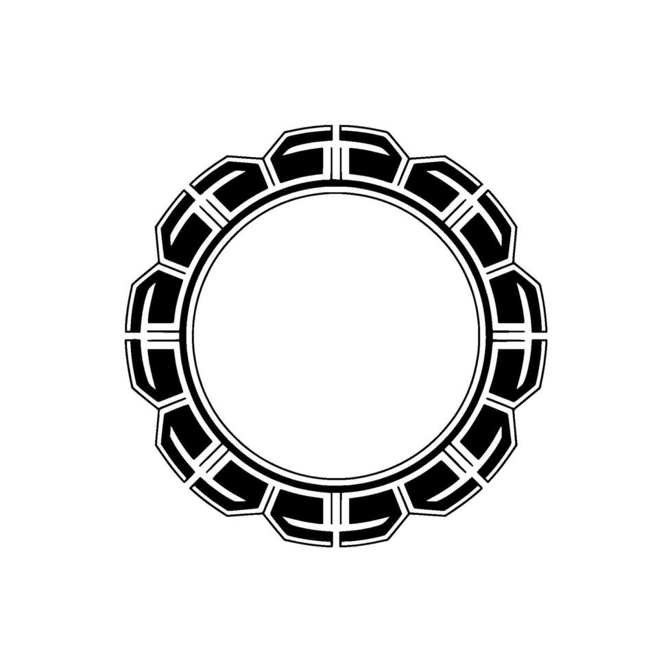 Geometric Circular Frame Black White Element vector