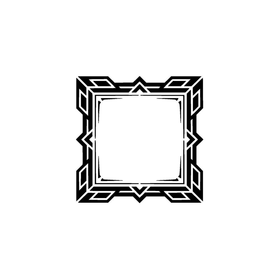 Geometric Art Deco Frame Black White, Minimalist vector