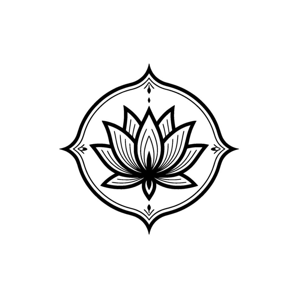 Elegant Lotus Flower Mandala in Black and White vector