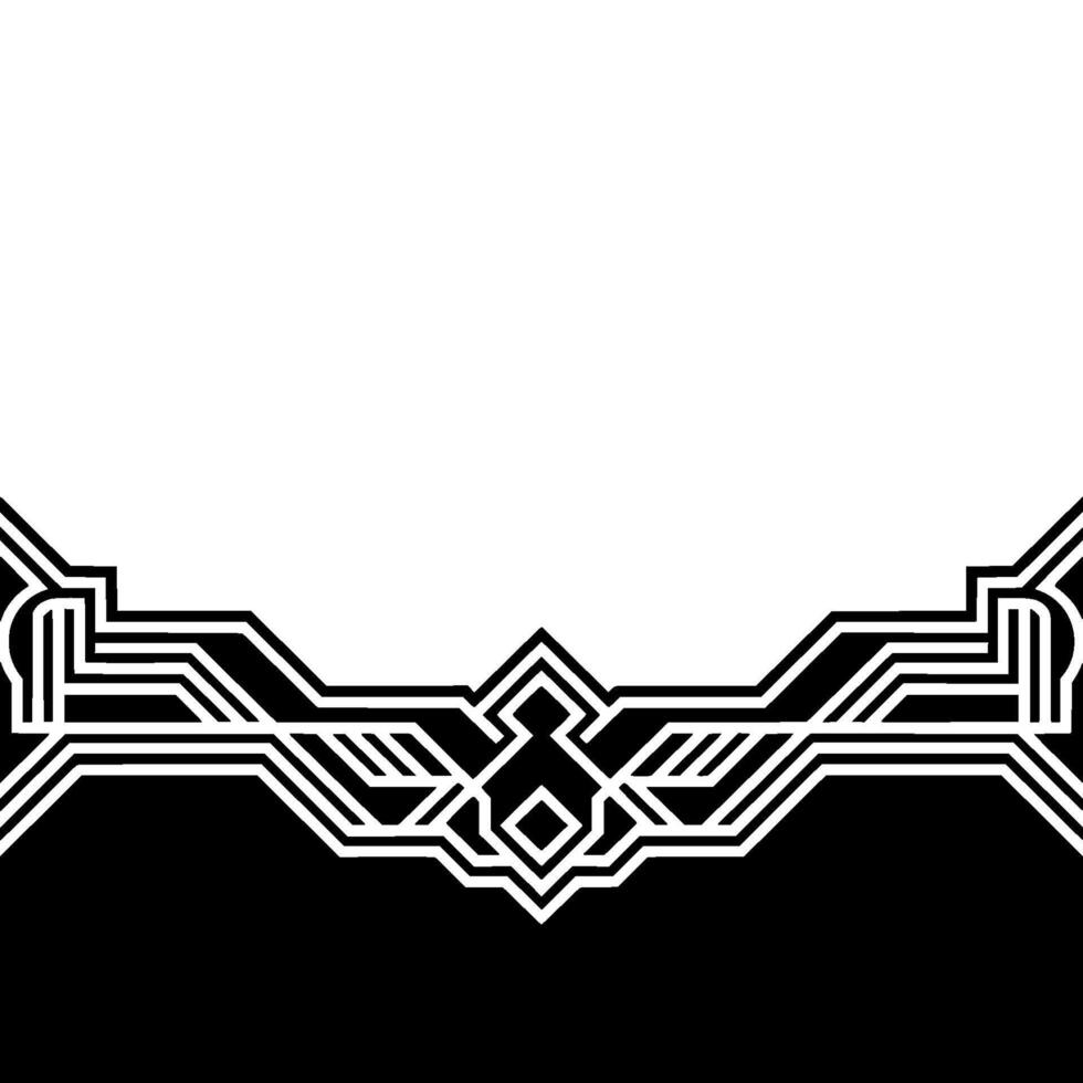 Art Deco Border , Black White Geometric Pattern, Illustration vector