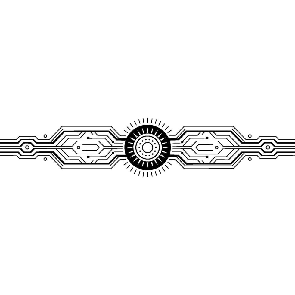 Cybernetic Sunburst Minimalist Tech Element vector