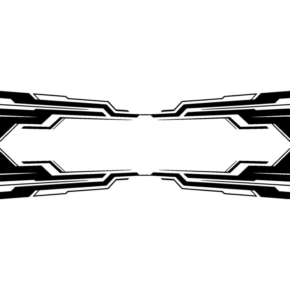 Futuristic Tech Frame , Black Lines on White Backdrop vector
