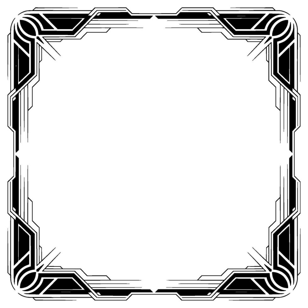 Art Deco Frame, Black and White Geometric Border, Elegant Template vector