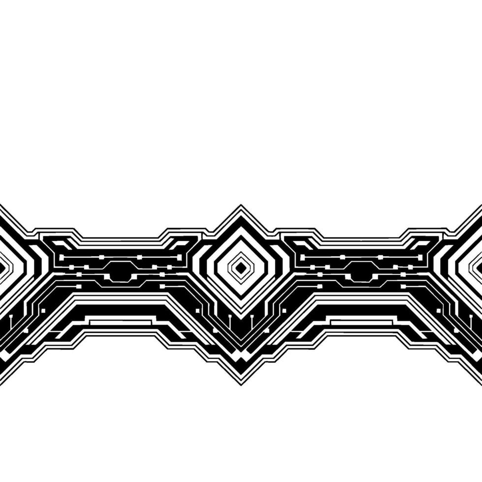 Abstract Circuit Board Border in Black White, Tech Background vector