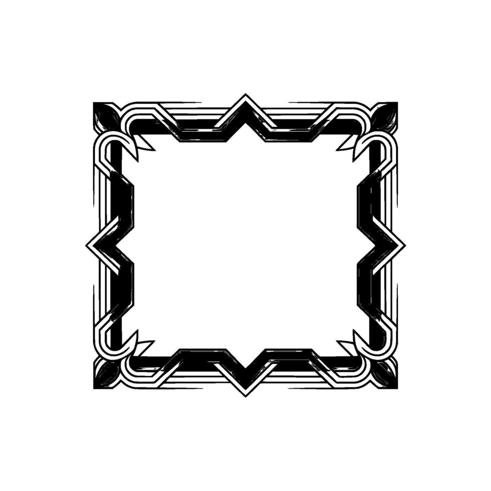 Geometric Art Deco Frame on White, Elegant Border, vector