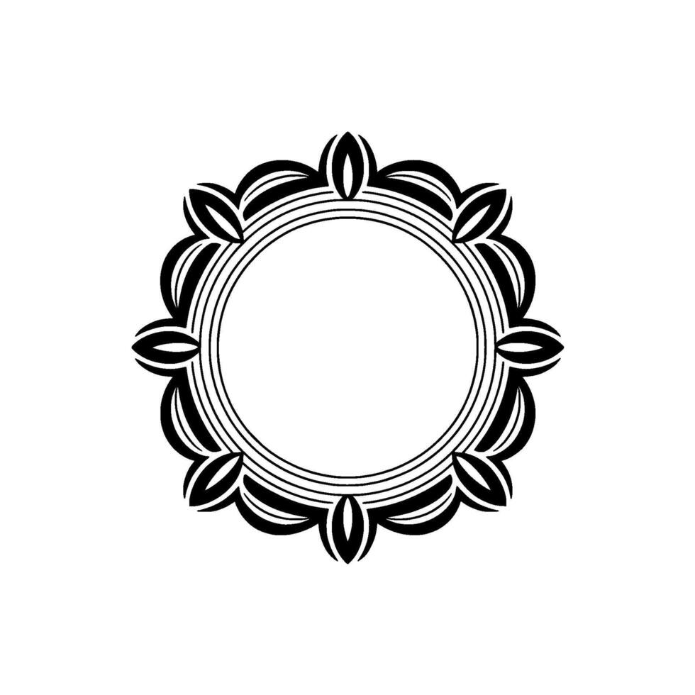 Elegant Floral Frame, Black and White Circular , Minimalist Style vector