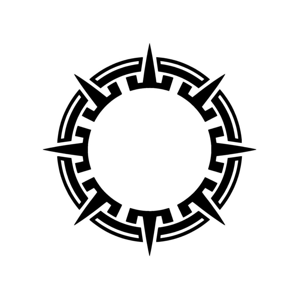Geometric Black Compass Rose on White Background vector