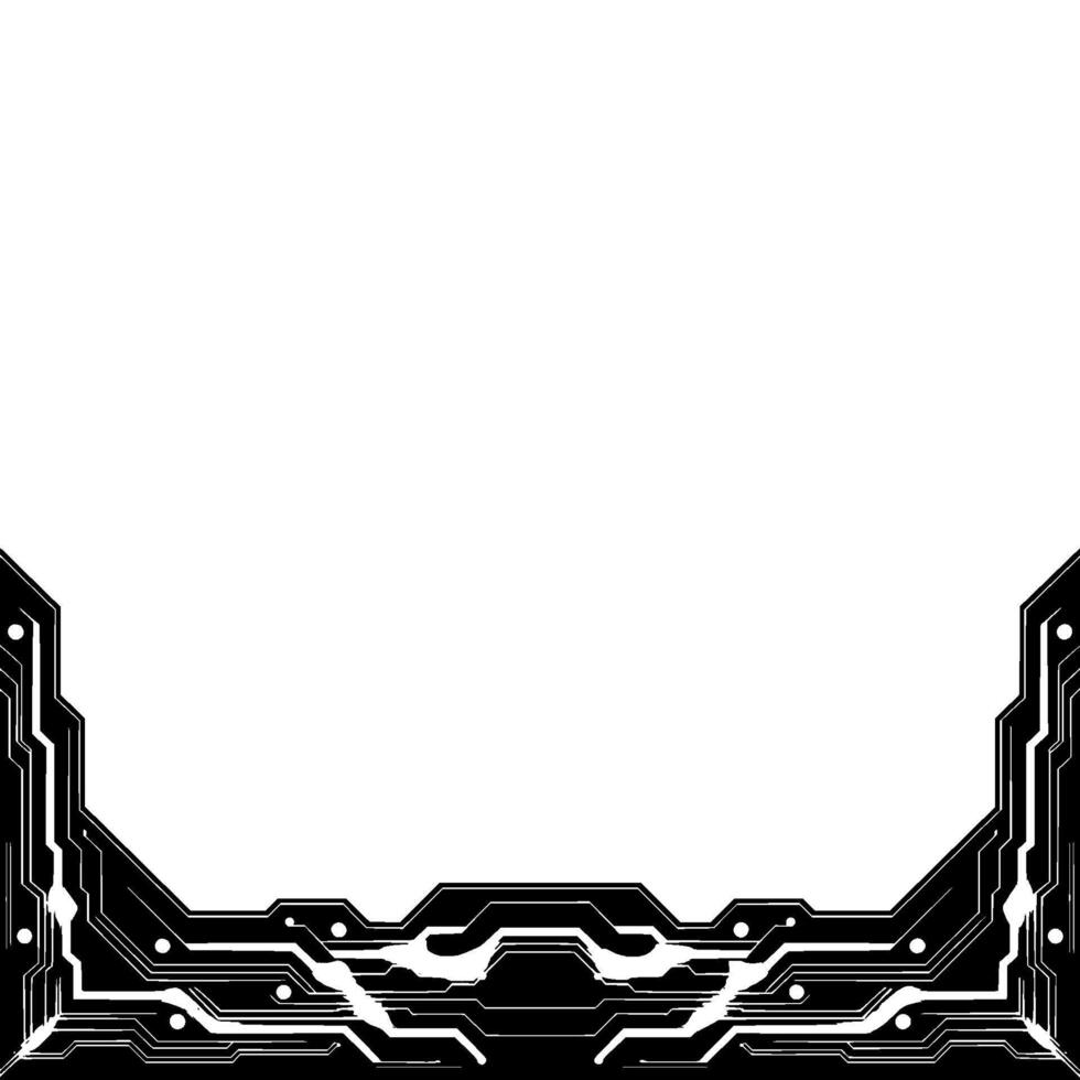 Futuristic Tech Interface Black and White Circuit Board Frame vector