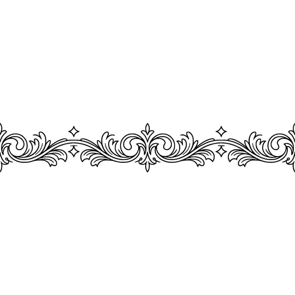 Elegant Scrollwork Border in Black White, Decorative Element vector