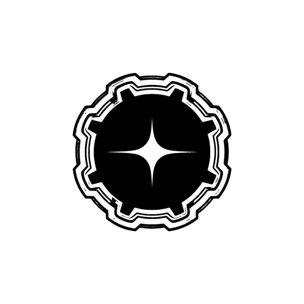 Abstract Tech Gear With Starburst on Light Background vector