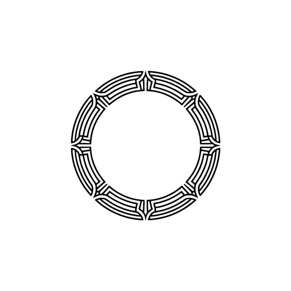Minimalist Geometric Circle Frame, Black Lines on White vector