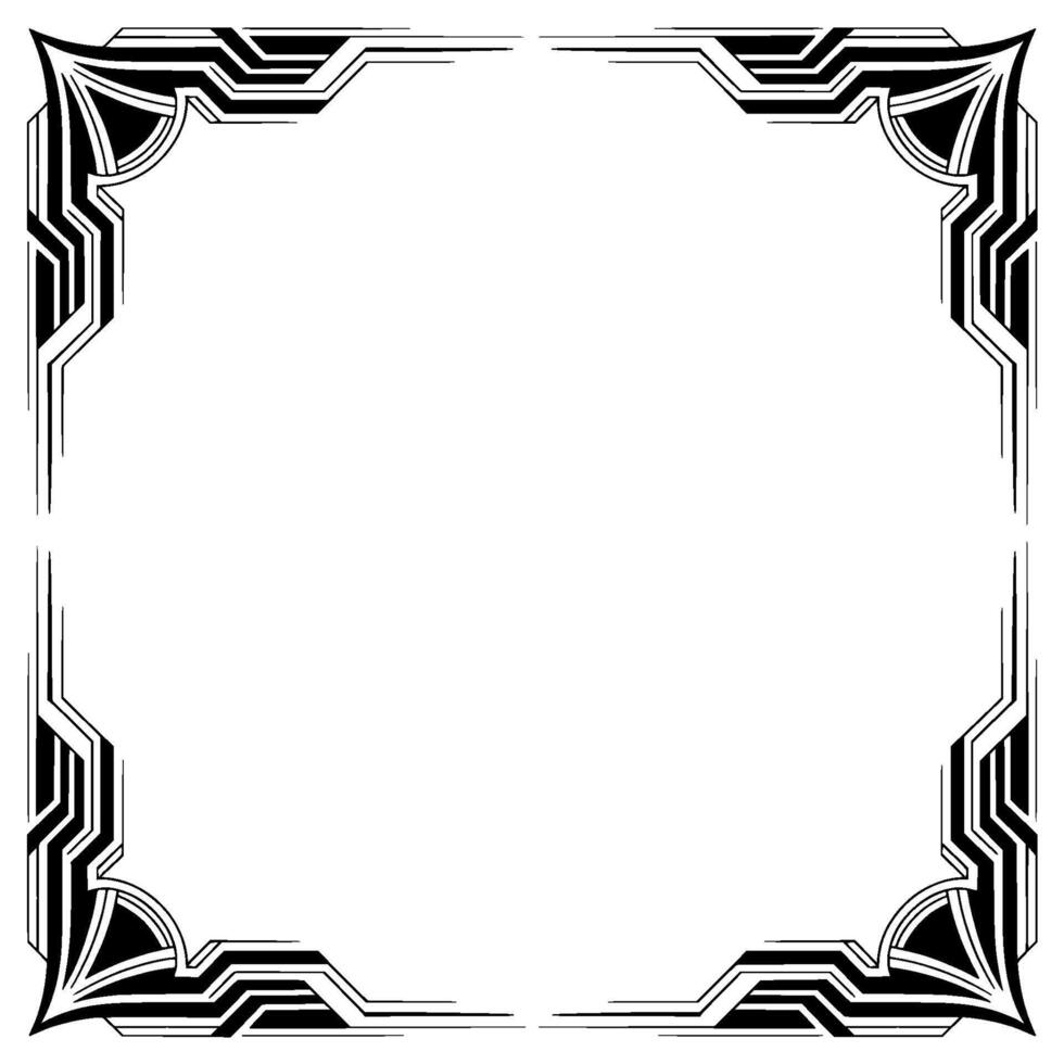 Art Deco Frame in Black White, Decorative Border Element vector