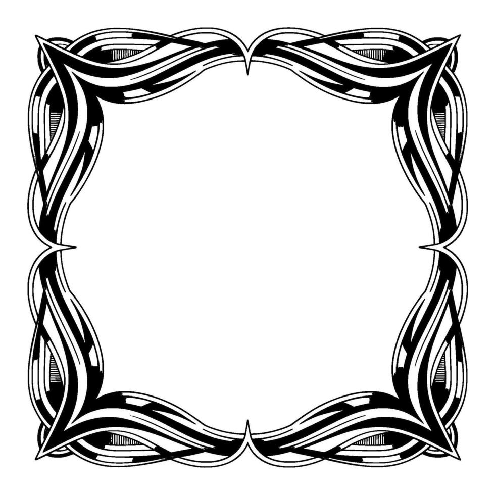 Ornate Black White Decorative Frame, Abstract Border vector