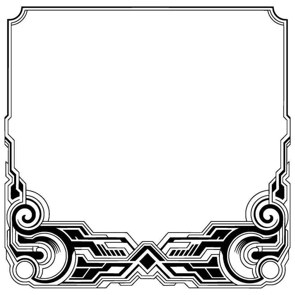 Elegant Art Deco Frame With Geometric Details in Black and White vector