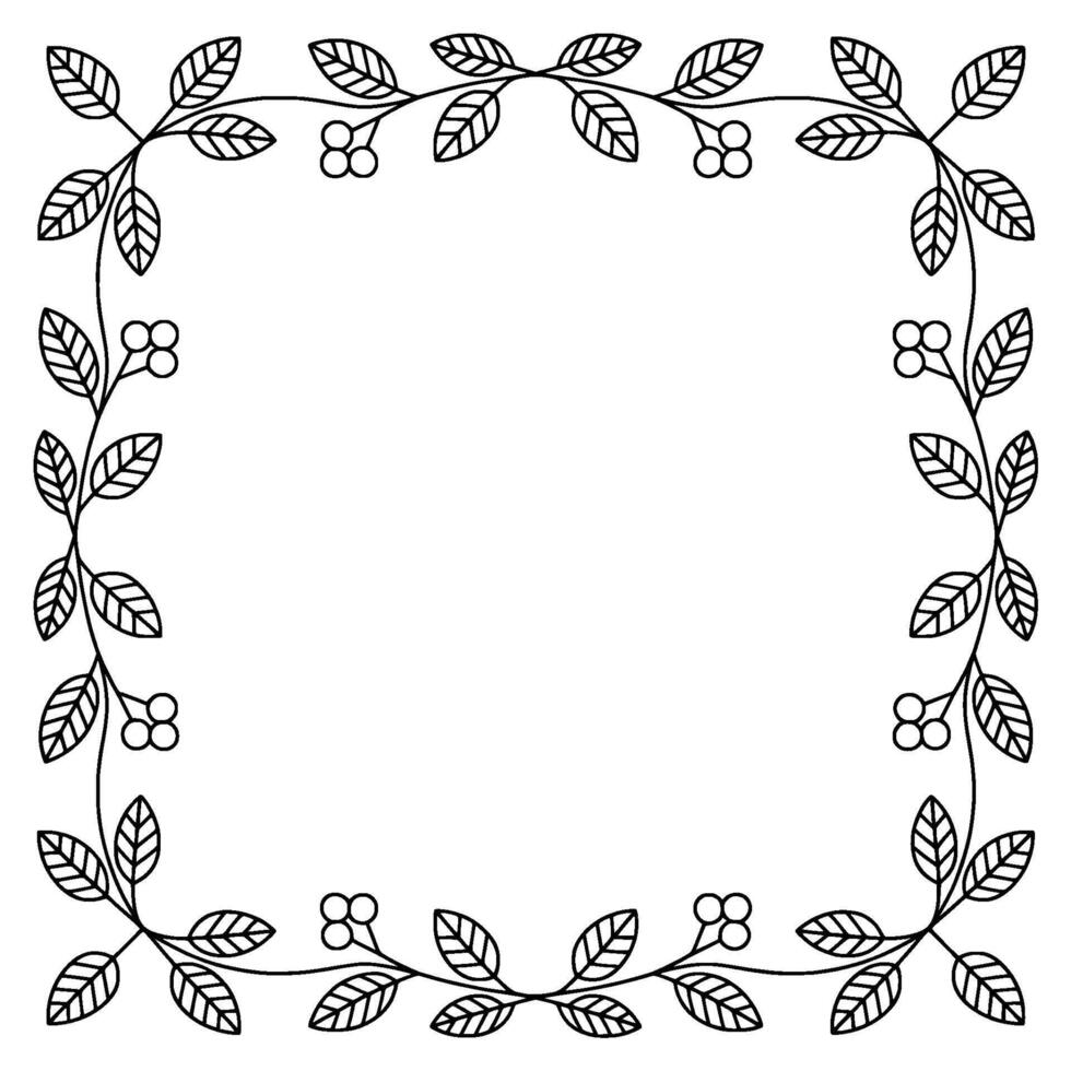 Botanical Frame Black and White Line Art for Invitations Designs vector