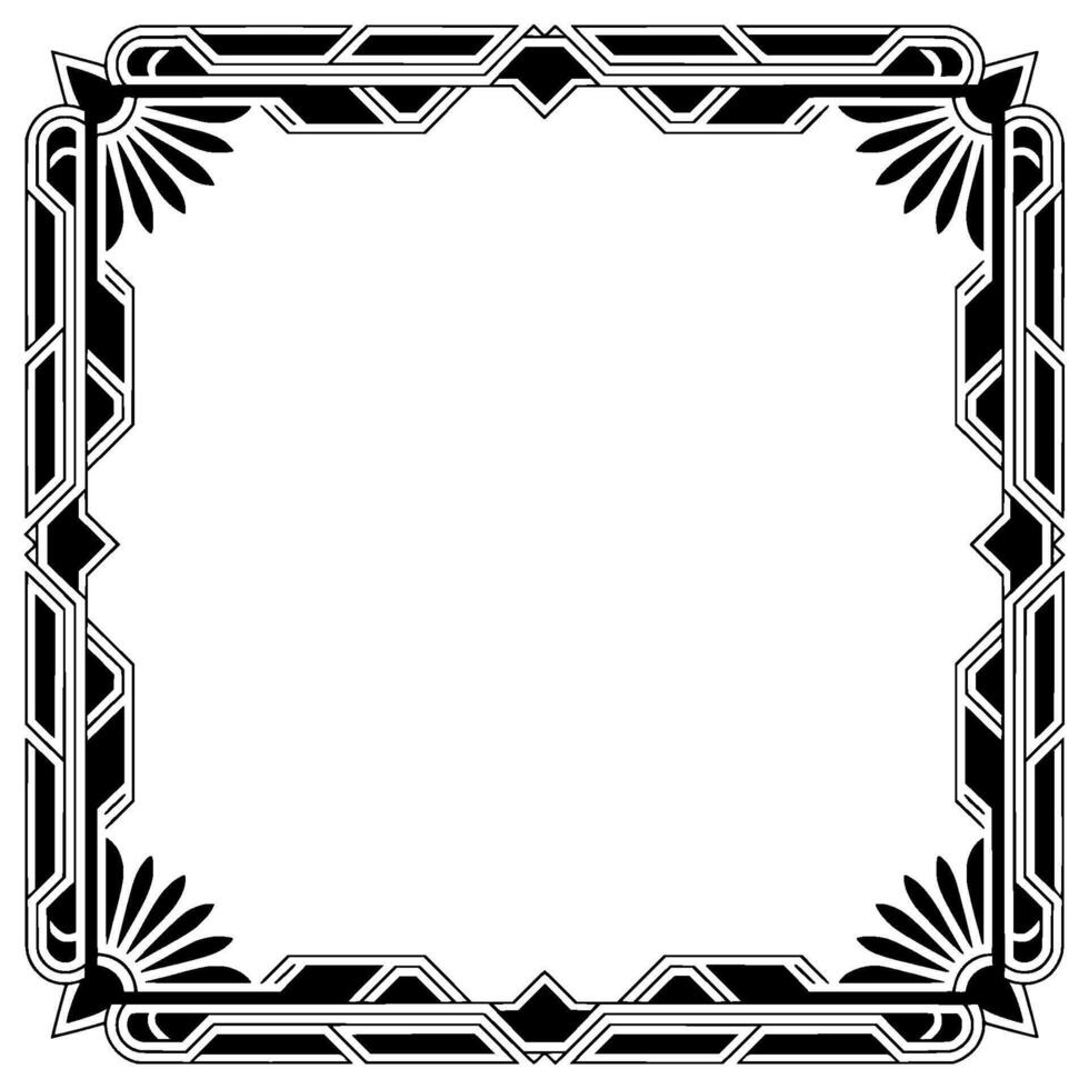 Elegant Art Deco Frame, Geometric Black and White Border, Vintage Element vector