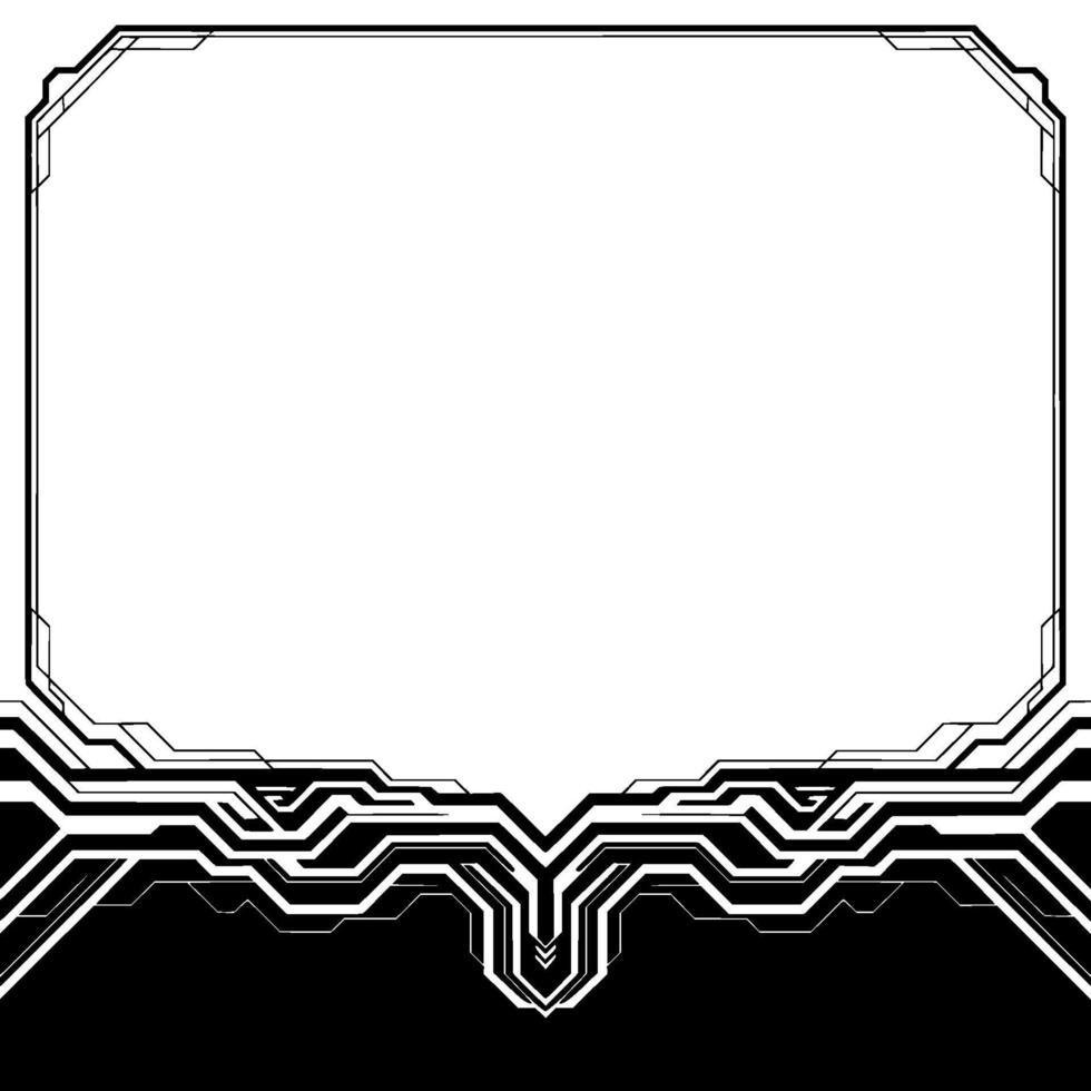 Futuristic Tech Frame Black White Digital Interface vector
