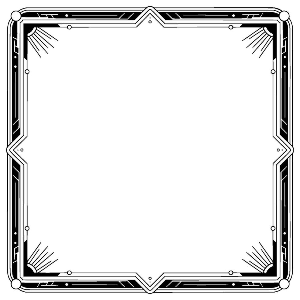 Art Deco Frame, Geometric Border in Black White, Elegant vector