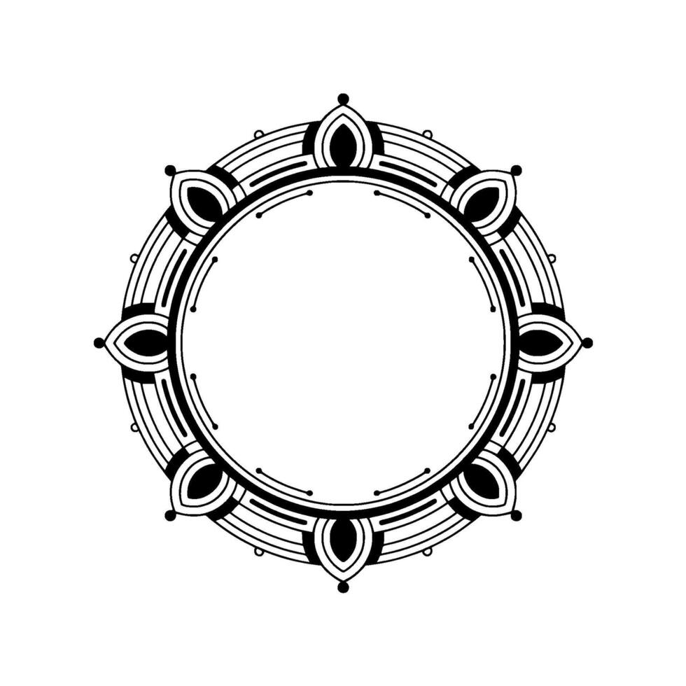 Elegant Geometric Circle Frame, Art Deco , Black on White vector