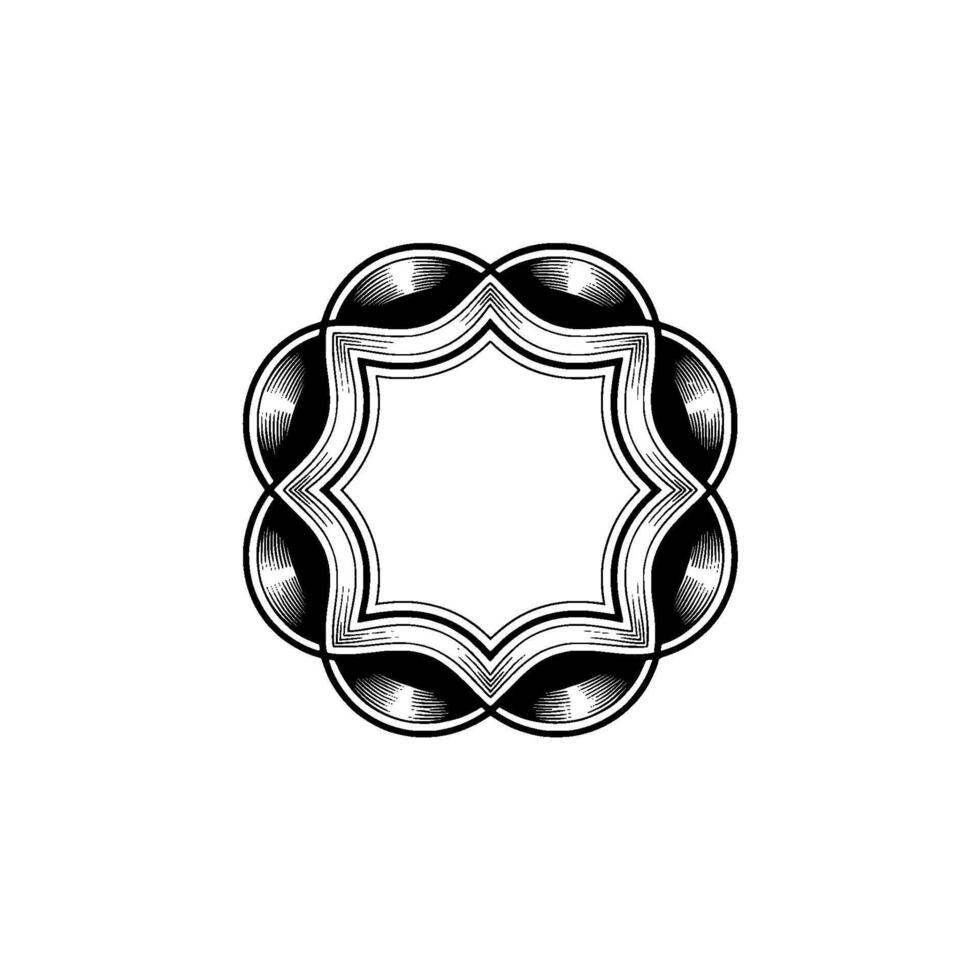 Ornate Black and White Frame , Elegant Circular Element, Isolated on White vector