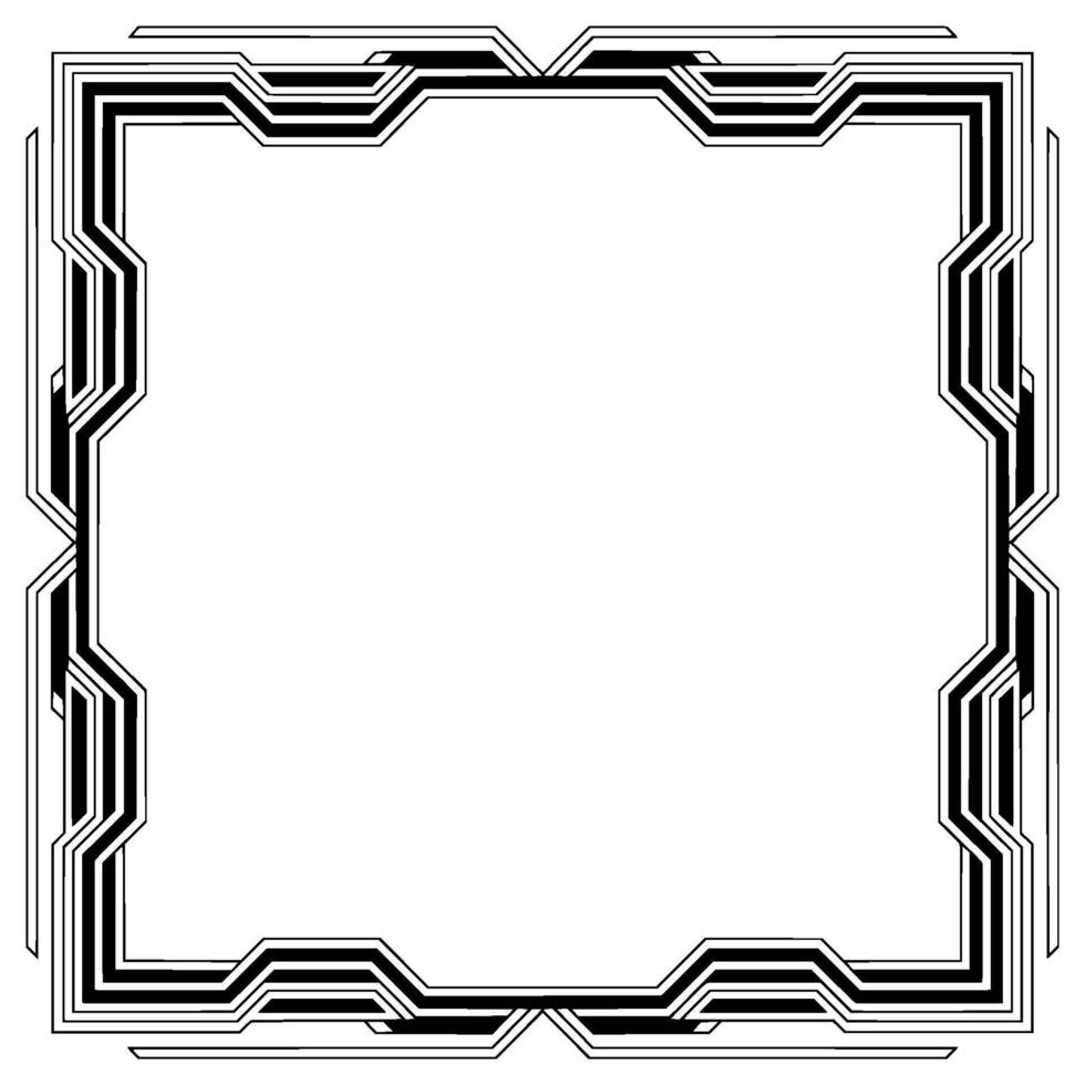 Geometric Art Deco Frame Black and White Border for vector