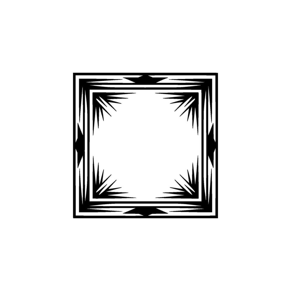Geometric Black Frame With Spikes on White Background vector