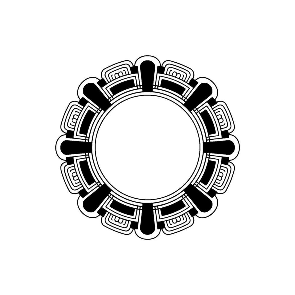 Geometric Mandala Frame Black White Circular on White Background vector