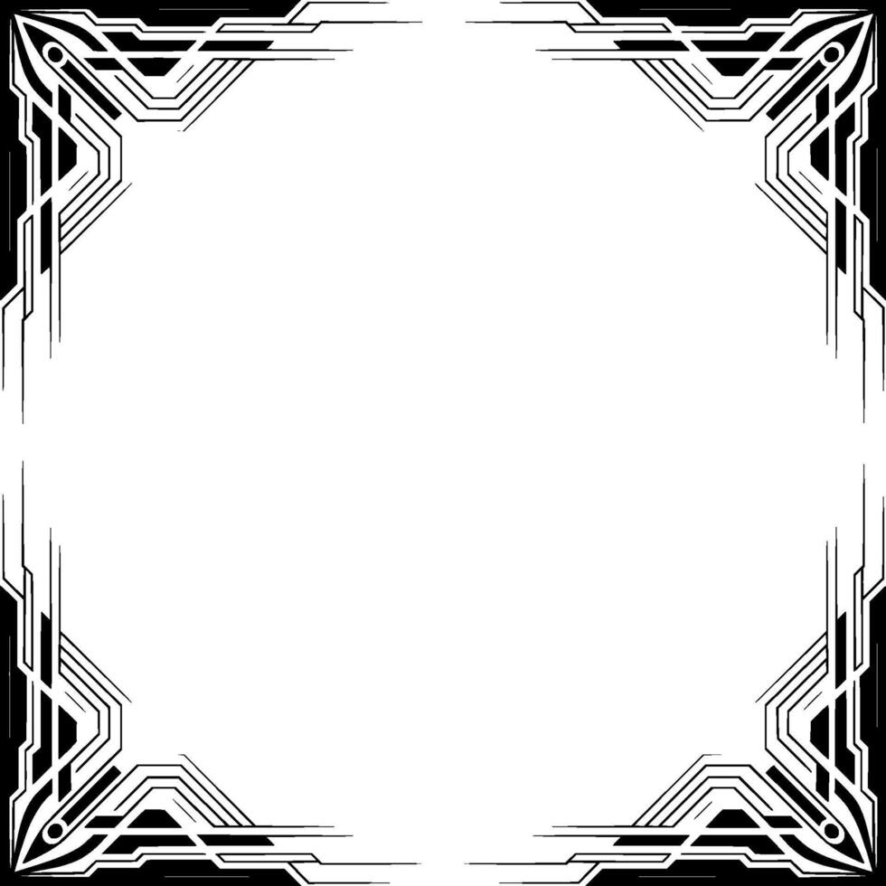 Geometric Art Deco Frame, Black White, Empty Space for Elements vector