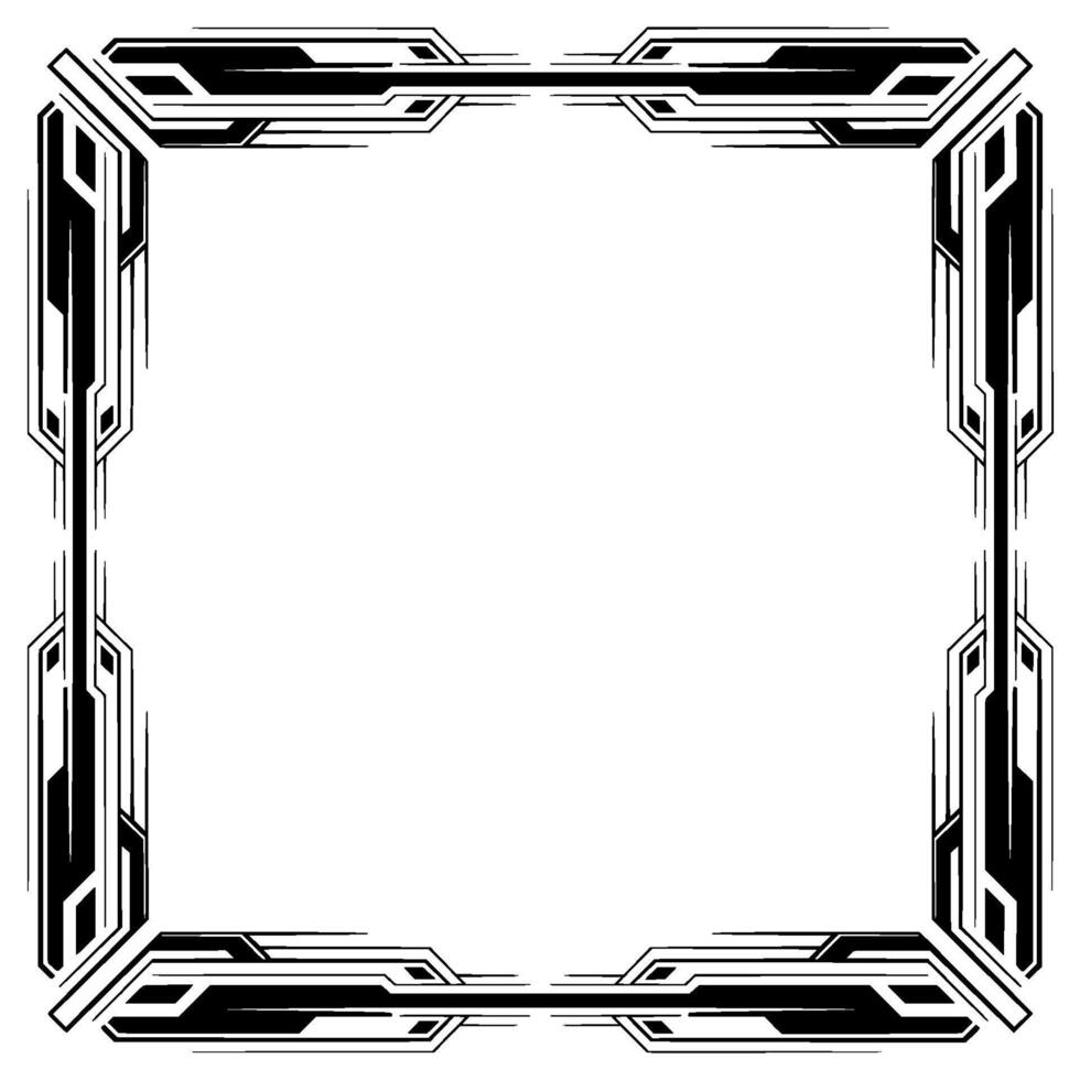 Futuristic Geometric Frame Black White Tech for Invitations, Posters vector