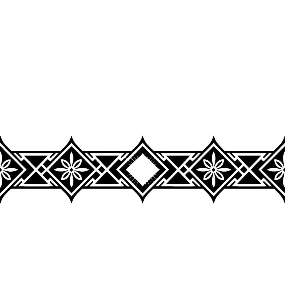 Geometric Monochrome Border With Floral Elements vector