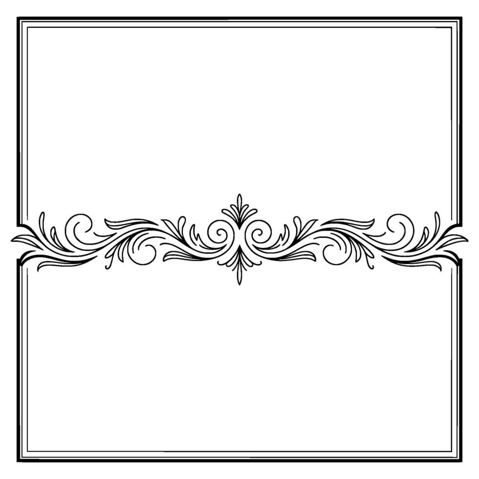 Elegant Scrollwork Border on White, Vintage Frame Template vector