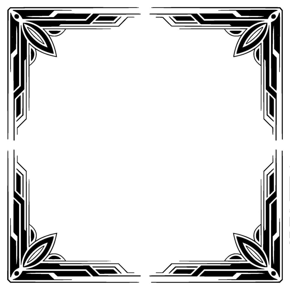 Art Deco Frame With Floral Elements, Minimalist vector