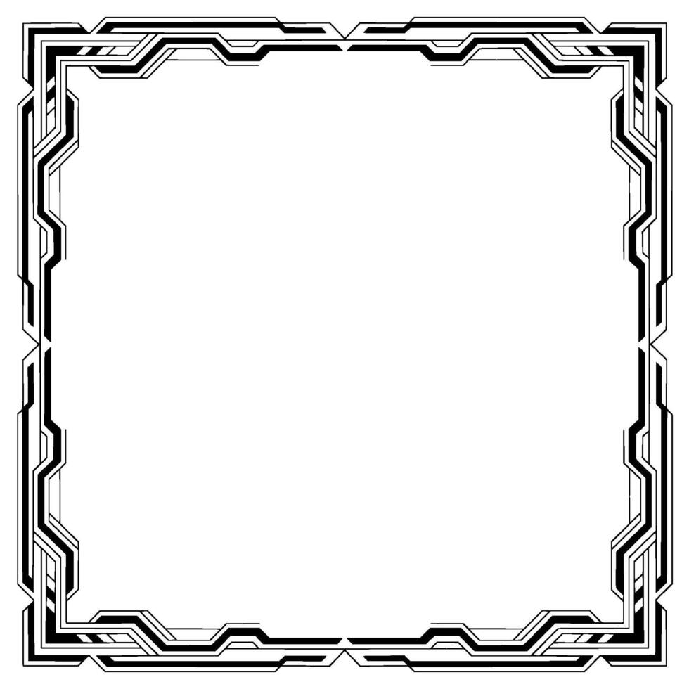 Geometric Tech Frame Black White, Minimalist Border vector