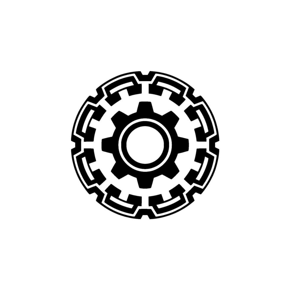 Black Gearwheel Mechanism on White Background vector