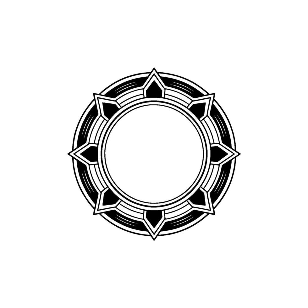Geometric Circular Emblem in Art Deco Style on Light Grey Background vector